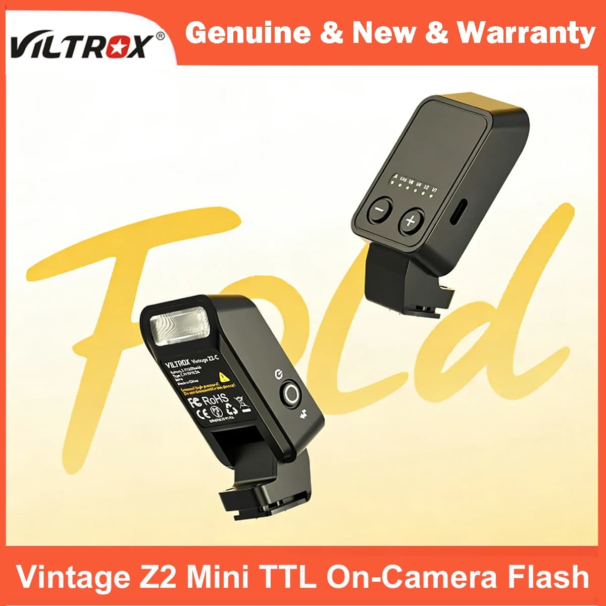 Viltrox Vintage Z2 Mini Flash TTL da Fotocamera Pieghevole con Diffusore Attacco Rapido Hot Shoe per Sony Canon Nikon Fujifilm