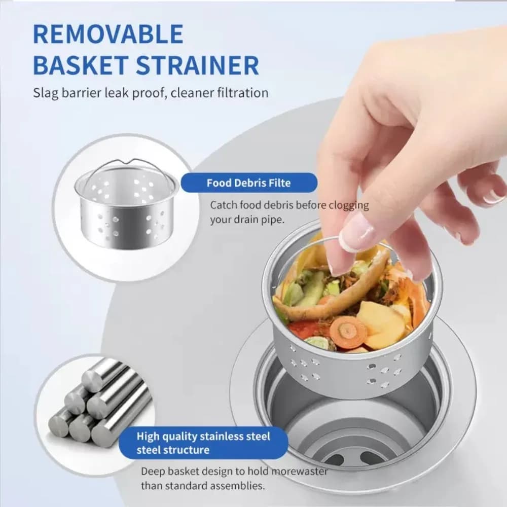 Filtro a cestello filtrante per lavello da cucina in acciaio inossidabile, adatto per capelli, rifiuti alimentari e filtro anti intasamento in cucina, bagno
