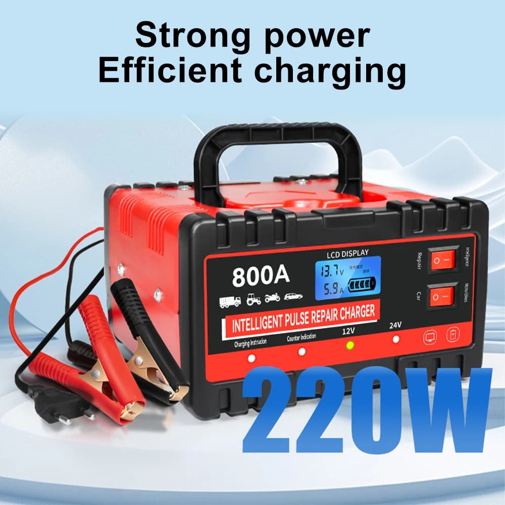 Caricabatteria intelligente per ricarica batteria per auto Strumento di riparazione a impulsi intelligente automatico portatile per camper SUV moto 12V multifunzionale