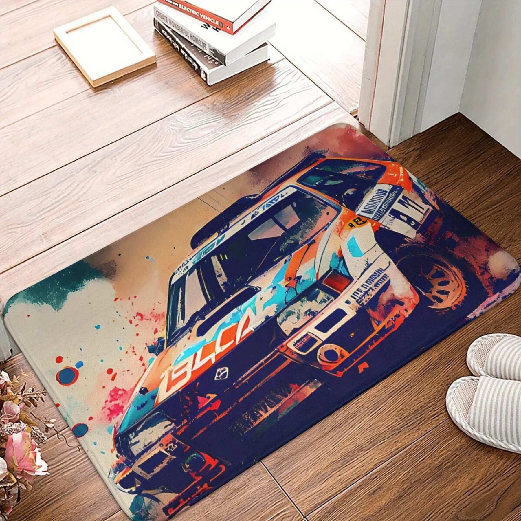 Large 40x60cm Entrance Doormat Mat Street Art Car Graphic Pop Culture Floor Mat Rug for Home Entryway Protector