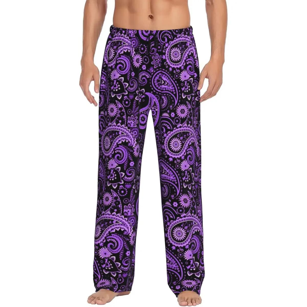 Pantaloni da pigiama Paisley con stampa personalizzata Pantaloni da notte da uomo con motivo floreale con tasche