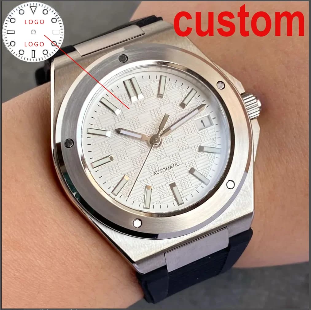 Customized New Silver 40mm Round Bezel White Dress Men Luxury Sapphire Watch Mechanic 100m Waterproof Japan NH35A Men's Watches
