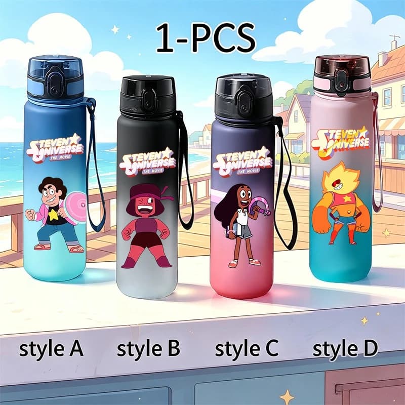 Steven Universe Print Water Bottle 650ml Frosted Large‑Capacity Portable Outdoor Sports Travel Drinking Cup Gift