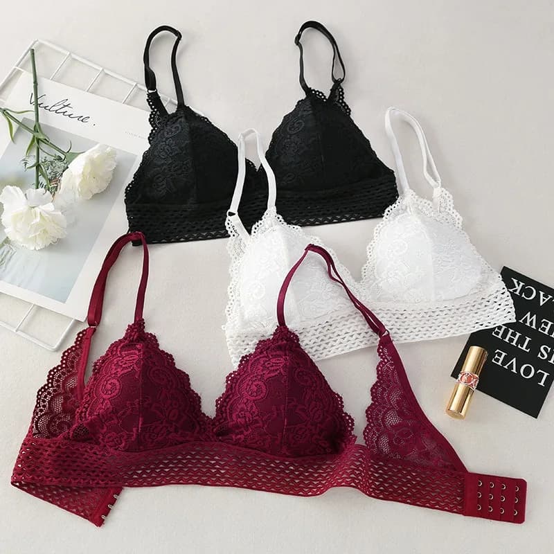 Reggiseno in pizzo floreale Reggiseni push up bralette senza ferretto per donna Reggiseno con scollo a V Intimo imbottito femminile Intimo lingerie sexy