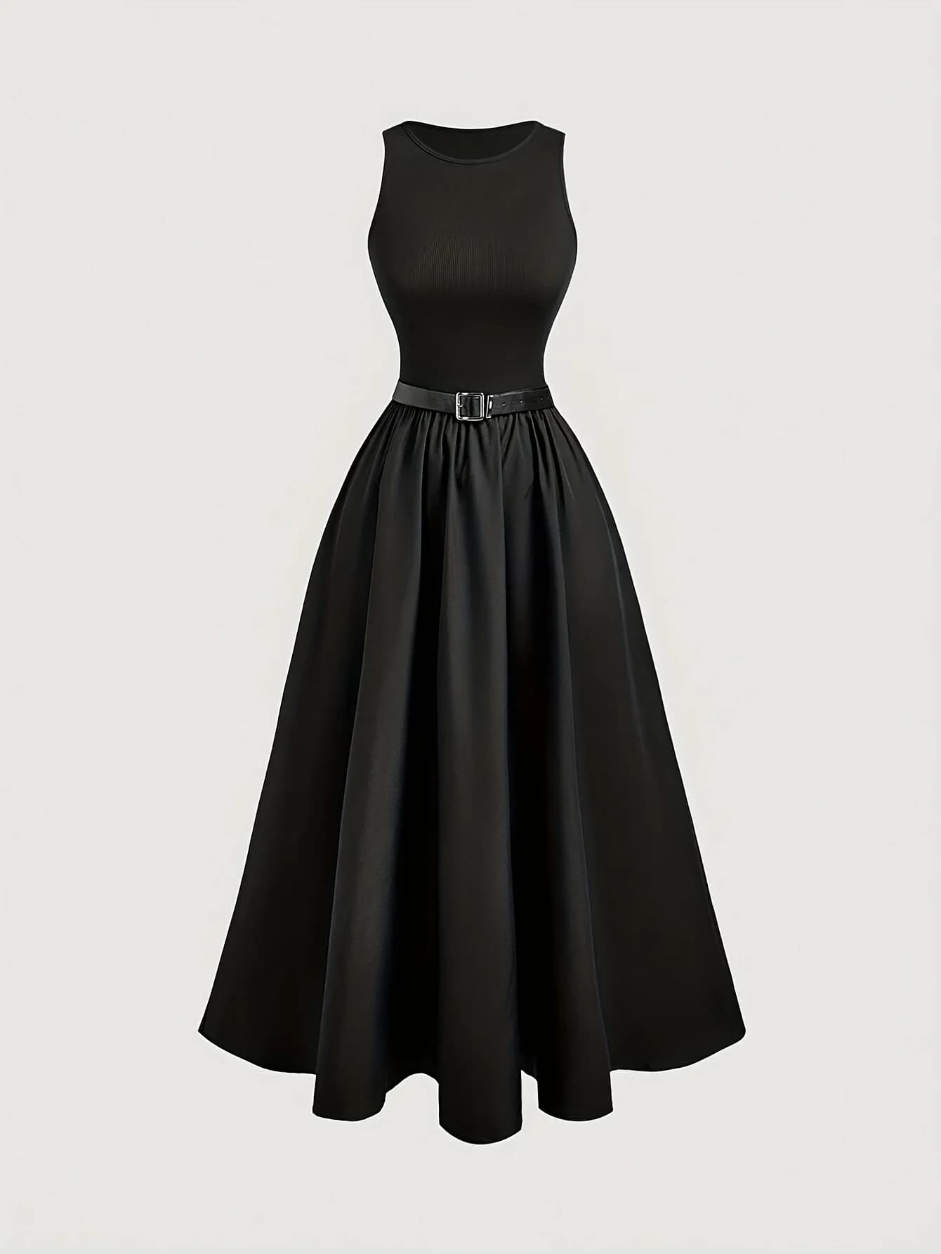New Style Women's Dress, Professional Clothing, Workwear, Slim fit Dress, French Style, Elegant, Preppy Style, Sleeveless, Smooth skirt, Long dress, Solid Color, Women's Dress, Belt Not Included