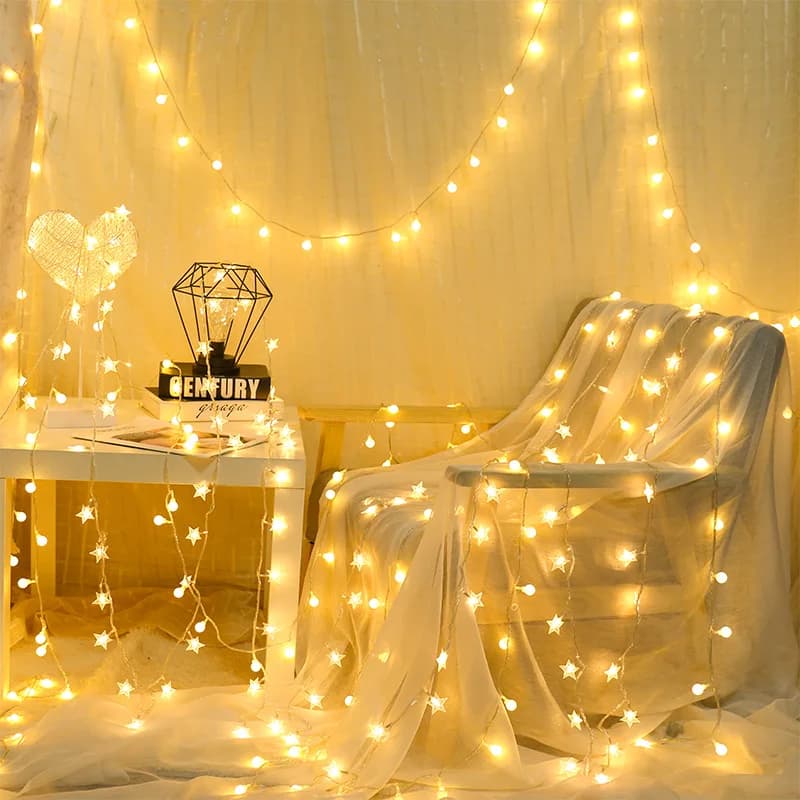 Luci a stella a LED Ghirlanda di Natale Batteria alimentata tramite USB Luce fata per la festa Giardino domestico Ghirlanda di nozze Decorazione dell'albero di Natale