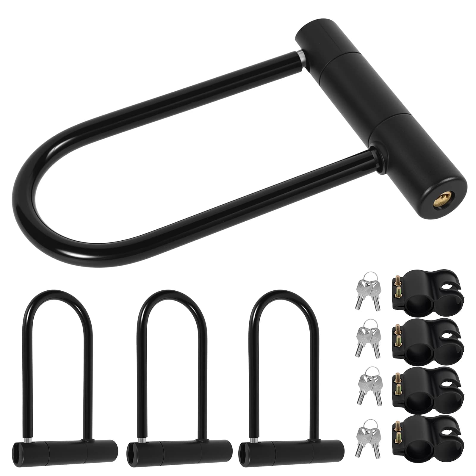 Lucchetto per bici 1/2/4 pezzi con chiave Lucchetto a U di dimensioni standard per biciclette e altri attrezzature da esterno Lucchetto antifurto per motociclette da ciclismo