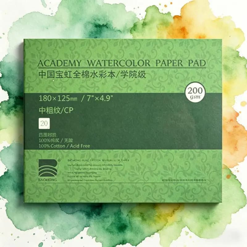 Baohong 100% Cotton Watercolor Paper 200gsm 32K 16K 8K 20Sheets Water Color Drawing Painting Book Sealing Pad Sketchbook
