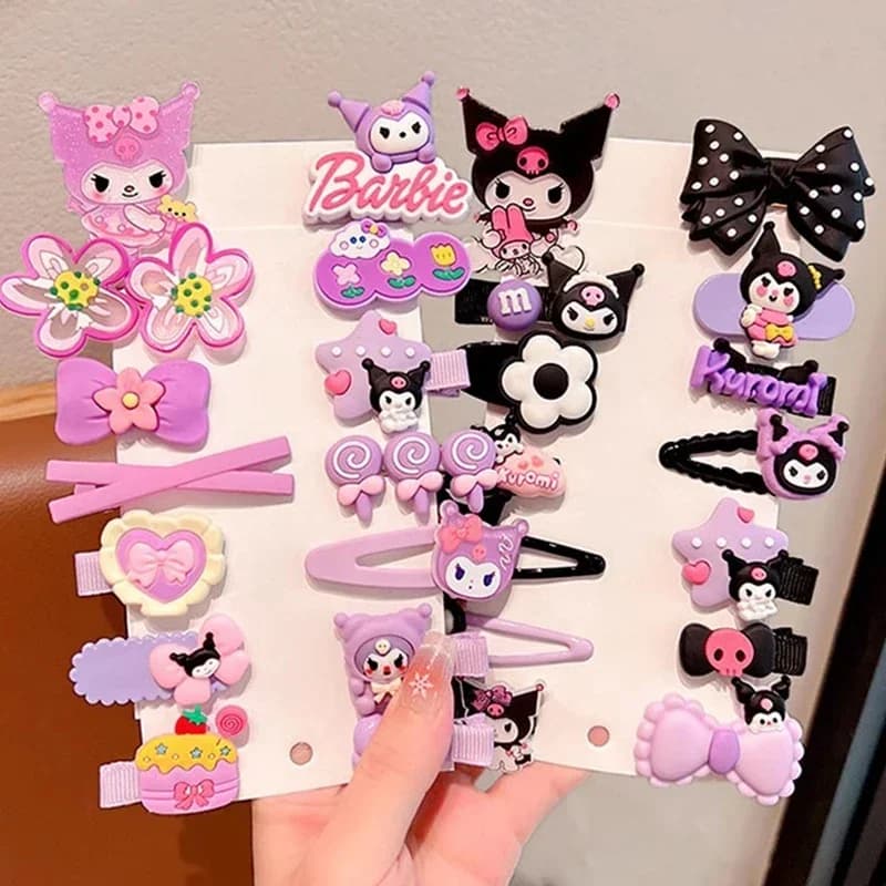 14 pieces Kuromi cute hair clip for girl headdress Anime Cartoon fashion fork hair accessories birthday for kids Christmas gift