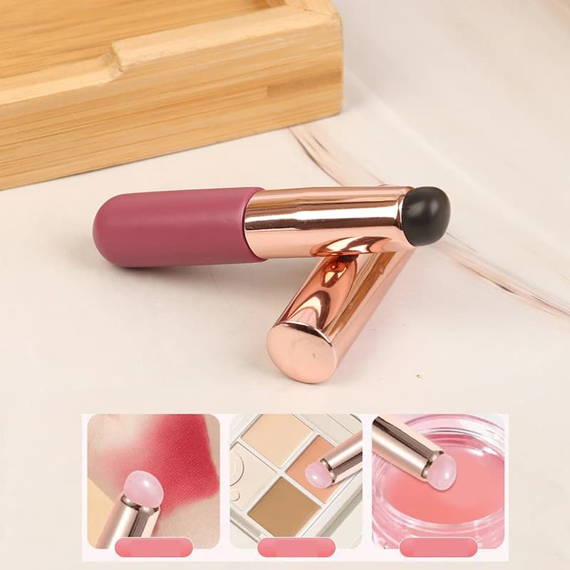 Applicatore per rossetto a testa tonda, pennello per labbra con copertura antipolvere, strumento cosmetico in morbido silicone Q, pennello multiuso per ombretto