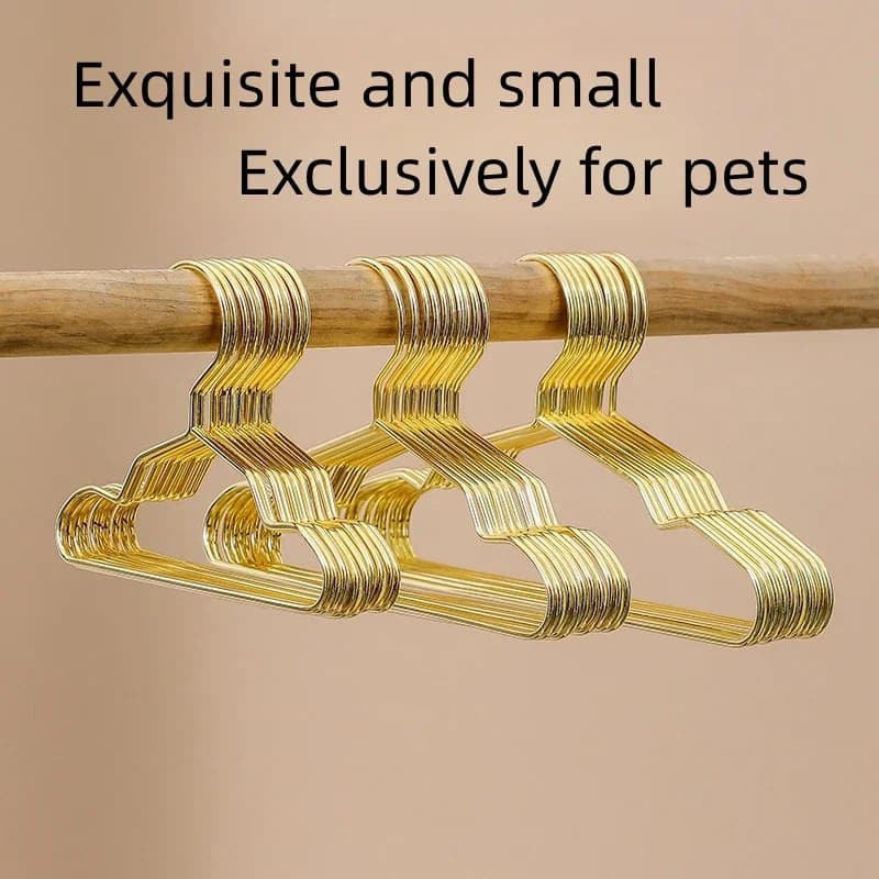 Pet Clothes Hangers - Small Metal Mini Hangers for Teddy Dogs Cats, Gold Puppet Doll Clothing Racks, Pet Shop Dog Accessories for Small Dogs Cat Accessories Pet Supplies