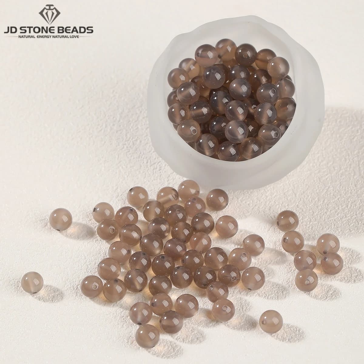 10 Pcs/lot Natural Stone Gray Agate Bead Round Loose Spacer Bead for Jewelry Making DIY Bracelet Necklace Accessory Wholesale