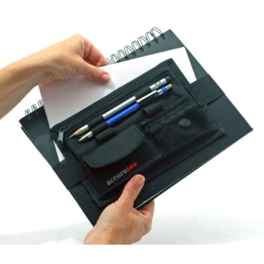 Accurasee Sketch Caddie for Artist - Art Supply Carrier with Elastic Band Attachment for Portfolio Sketch Book, Art Binder, teb