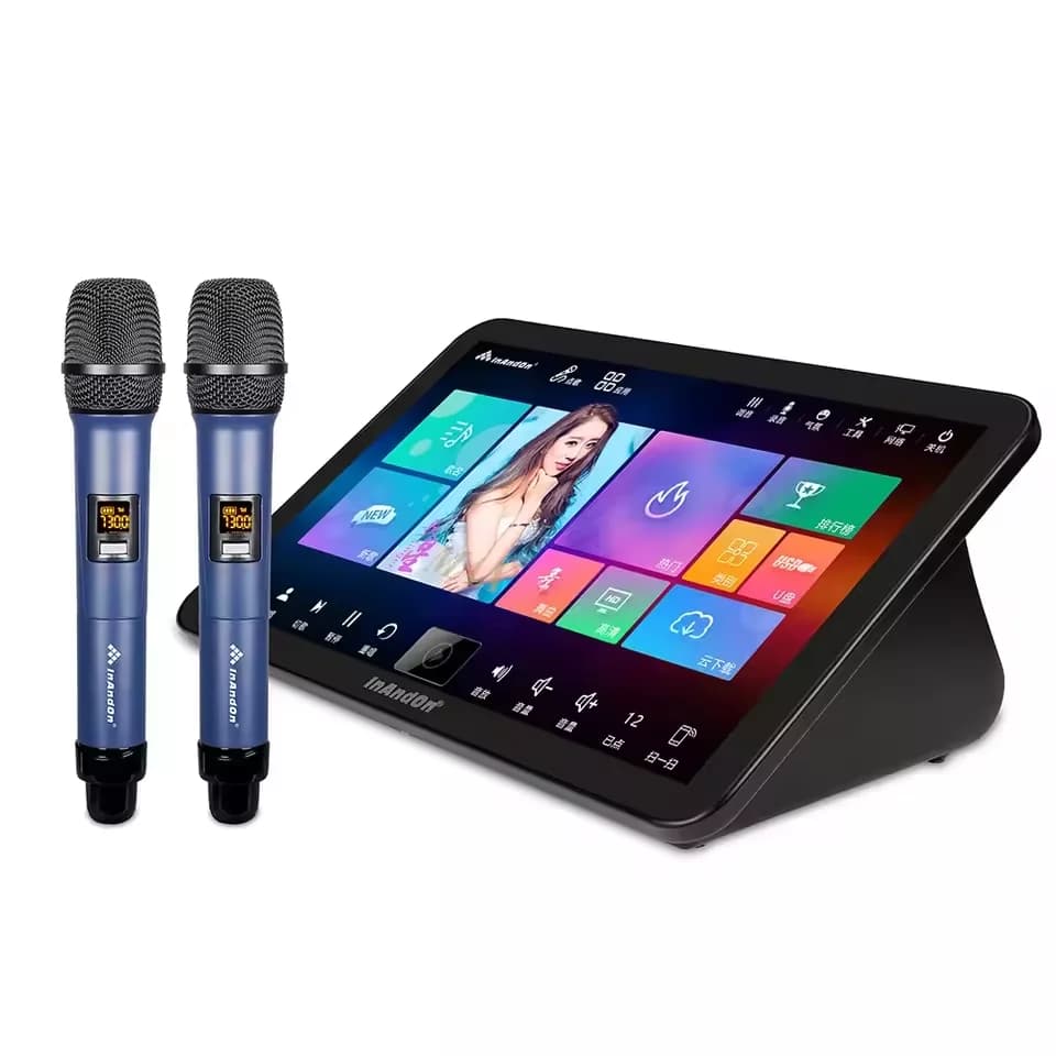 InAndOn Set macchina per karaoke da 18,5" HDD da 4 TB Macchina per lettore KTV cinque in uno con microfono wireless Set karaoke professionale