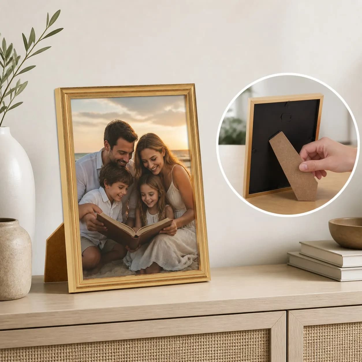 8"x10" Traditional Table Picture Frame Gold