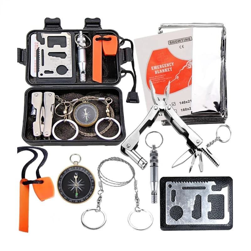 Attrezzatura da viaggio all'aperto Kit di sopravvivenza campo multifunzionale pronto soccorso forniture all'aperto strumenti campeggio escursionismo avventure