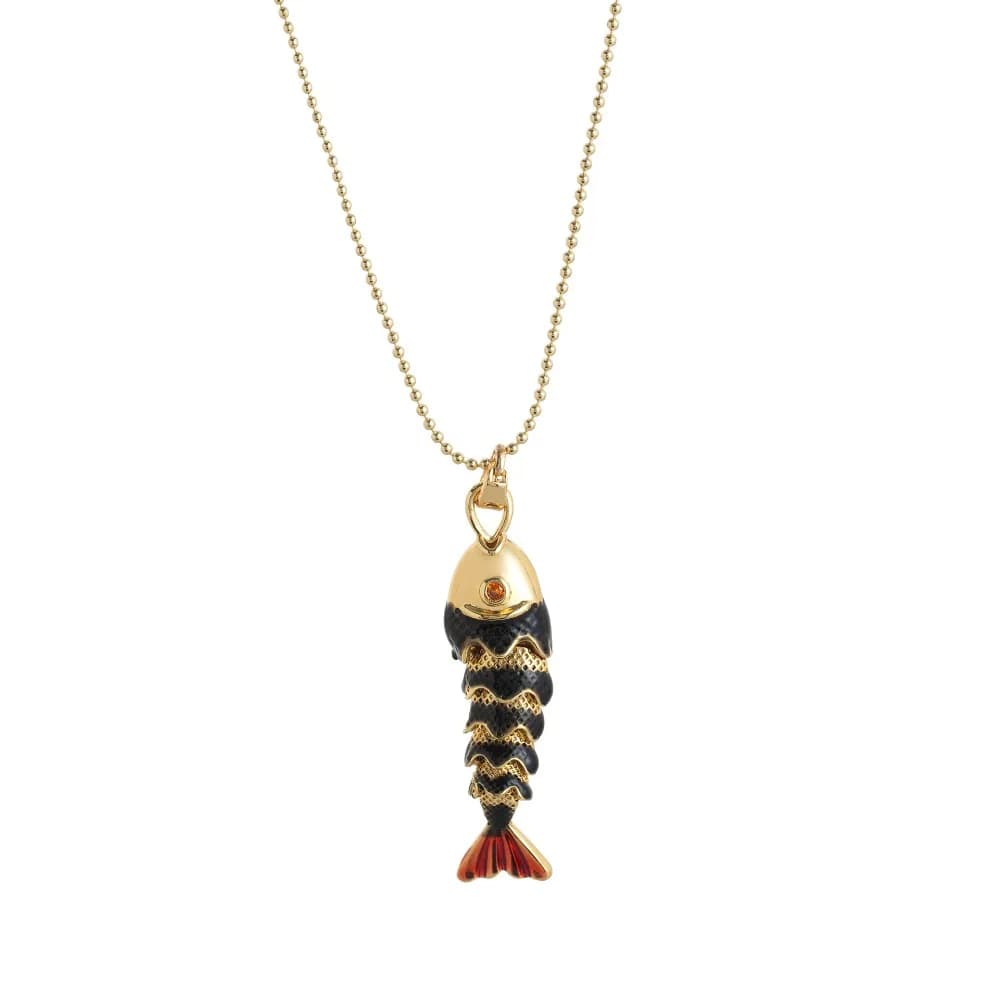 Ethnic Style Colorful Movable Fish Necklace Goldfish Marine Organism Charms Nylon Rope Necklace Hip Hop Jewelry Accessories