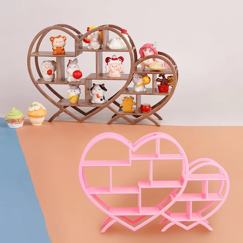 Mini Ornamenti per Scaffali in Stile Antico, Espositore a Forma di Cuore per Casa delle Bambole, Scaffale Portaoggetti, Modellini di Mobili per Bambole, Accessori per Micro Scene