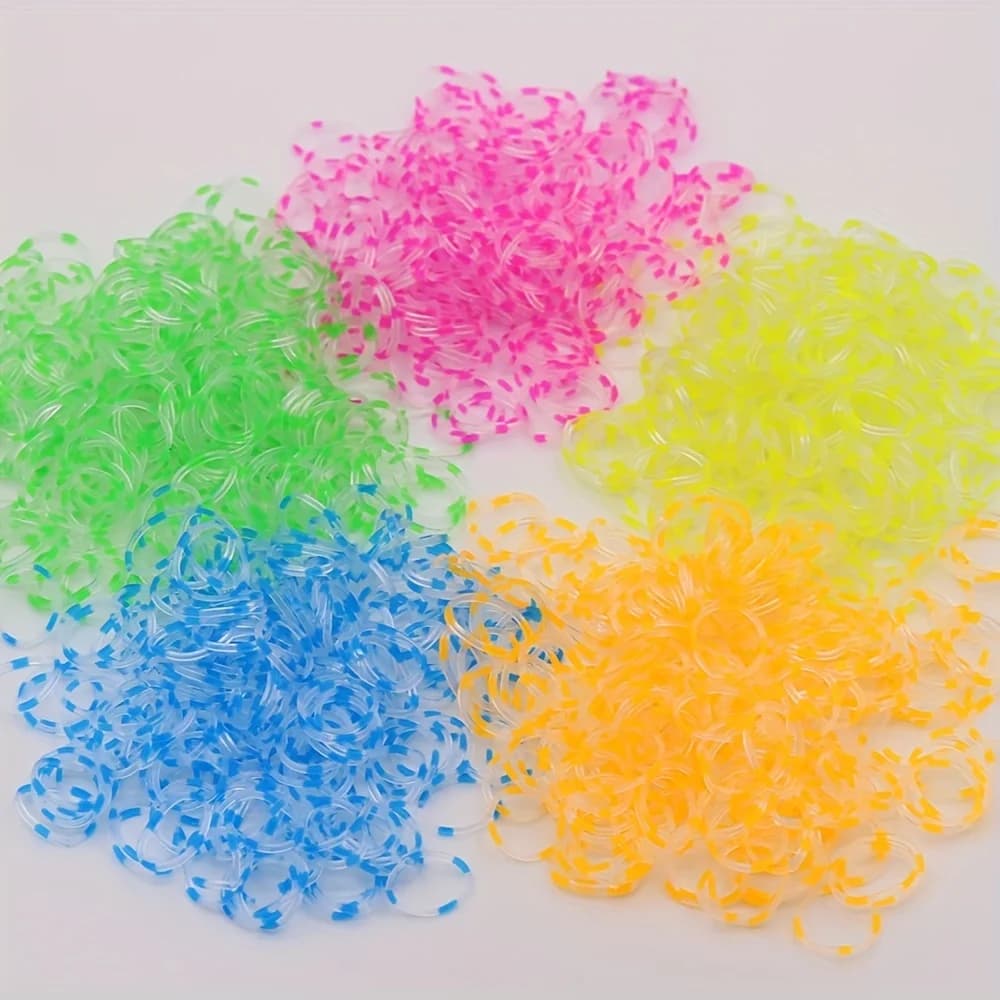 600Pcs Transparent Double Color Rubble Loom Bands Kit Bracelets DIY Knitted Bracelet Kit Weaving Band Knitting Braided Hand Rope