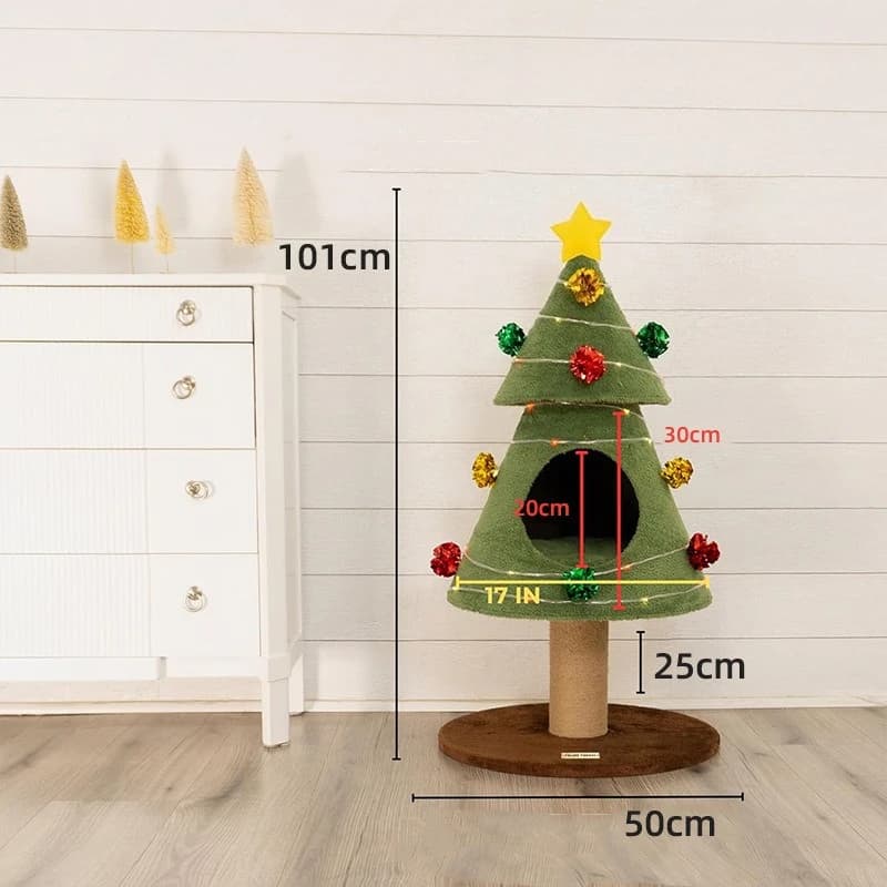 Christmas‑Tree Style Cat Tree For Large Cat, Durable Sisal Scratching Post Pet Climbing Frame For Indoor Adult Cat Play Rest