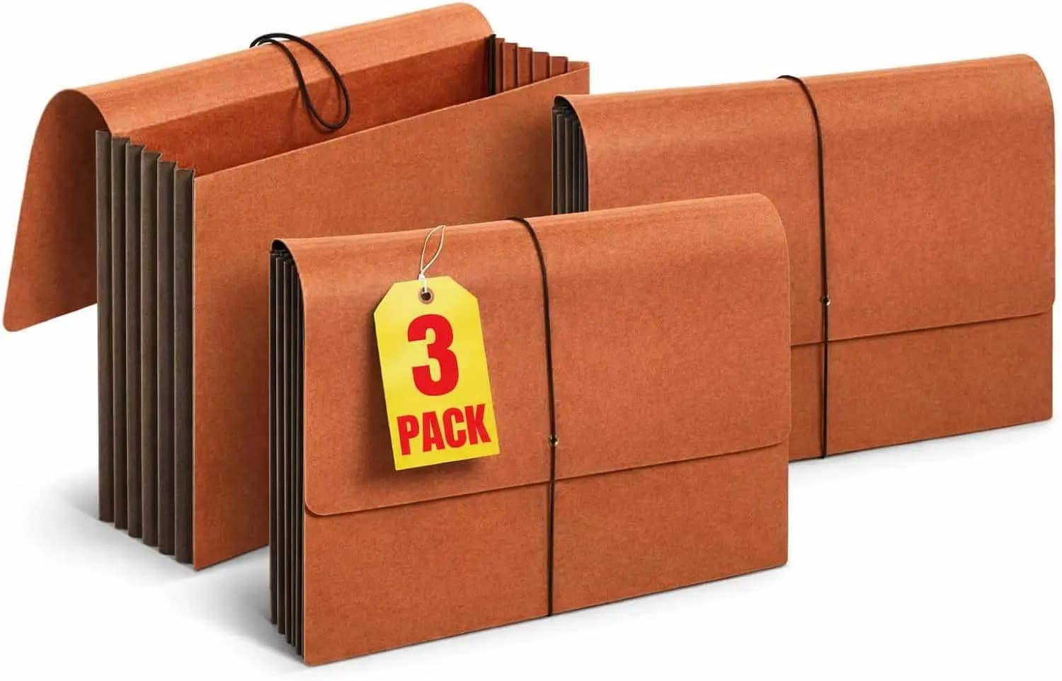 Cartella Espandibile con Chiusura a Cordoncino e Patta, Espansione 5-1/4'', Formato Letter, Redrope, Confezione da 3 per Organizzazione Ufficio