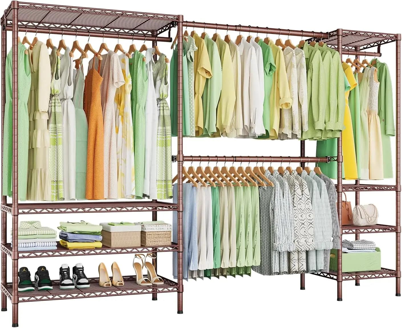 Coat racks E11 Resistant, Metal carrier and Armadio Organizing System with 8 shelves and 4 clothes racks