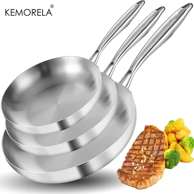3PCS Wok Thickness 2MM Stainless Steel Sheet 5 Steel Sheets For Food Use Anti-adhesive Cooking Pots