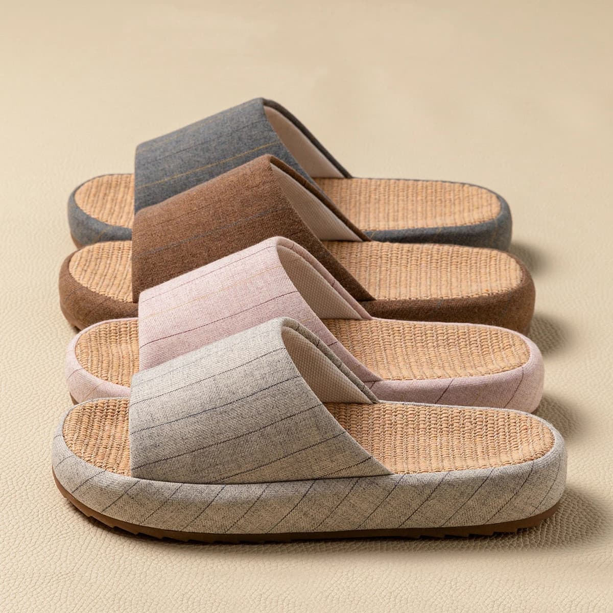 Women's Summer Home Slippers Summer Low Shoes in Linen Breathable Sandals Comfortable slippers soft non-slip Men's Slippers