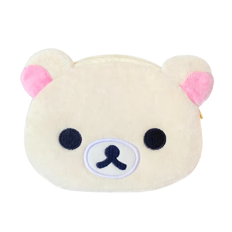 Rilakkuma Korilakkuma Plush Coin Purse Women Wallet Anime Bear Head Coin Pouch Holder Small Organizer Storage Bag