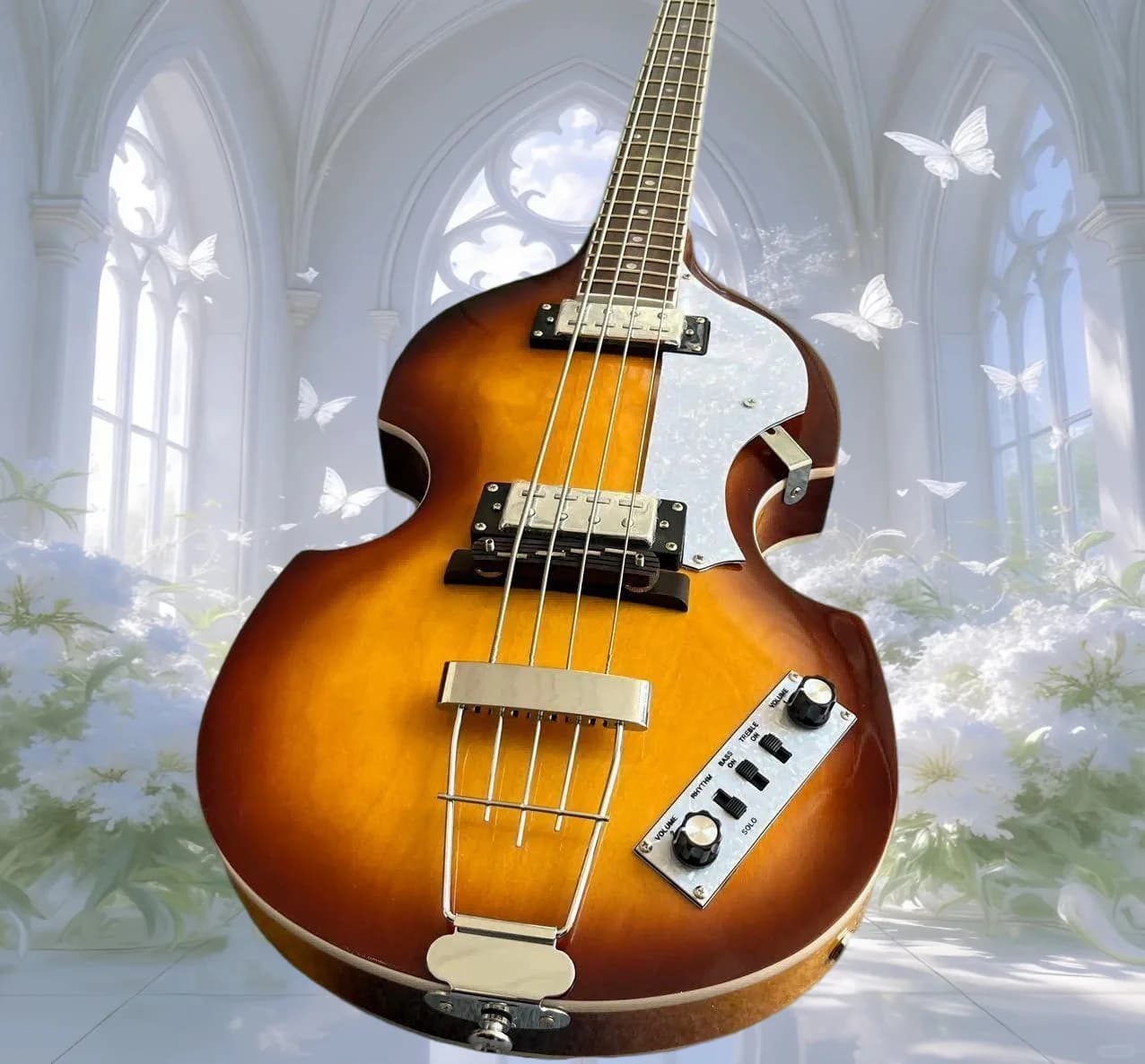 Professional Upgrade 4 String Vilion Bass Guitar BBT Bass Guitar 22 Frets Hollow Body with Pick Up