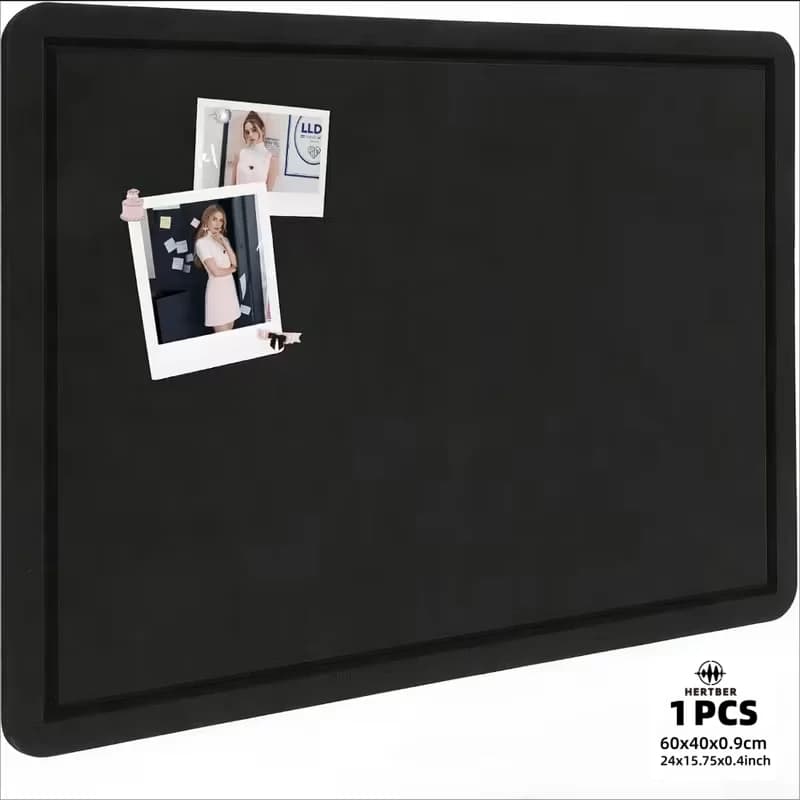 HERTBER 1Pcs Square Self Adhesive Felt Pin Board Thick Soft Bulletin Board No Drill No Magic Tape Photo Memo Display for Office