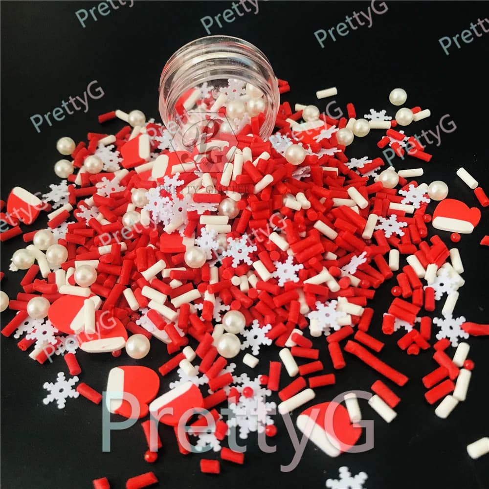 PrettyG 1 scatola M natale fetta mista polimero argilla morbida fiocco di neve bastoncino di zucchero babbo natale natale per resina Nail Art decorazione fai da te