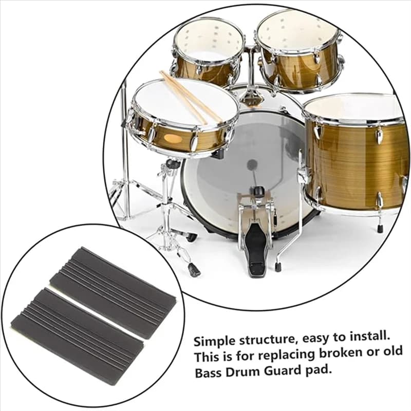 Pad in gomma antiscivolo per grancassa, protezioni per pedali di batteria jazz, pad per pedale di kick drum, parte per strumento a percussione