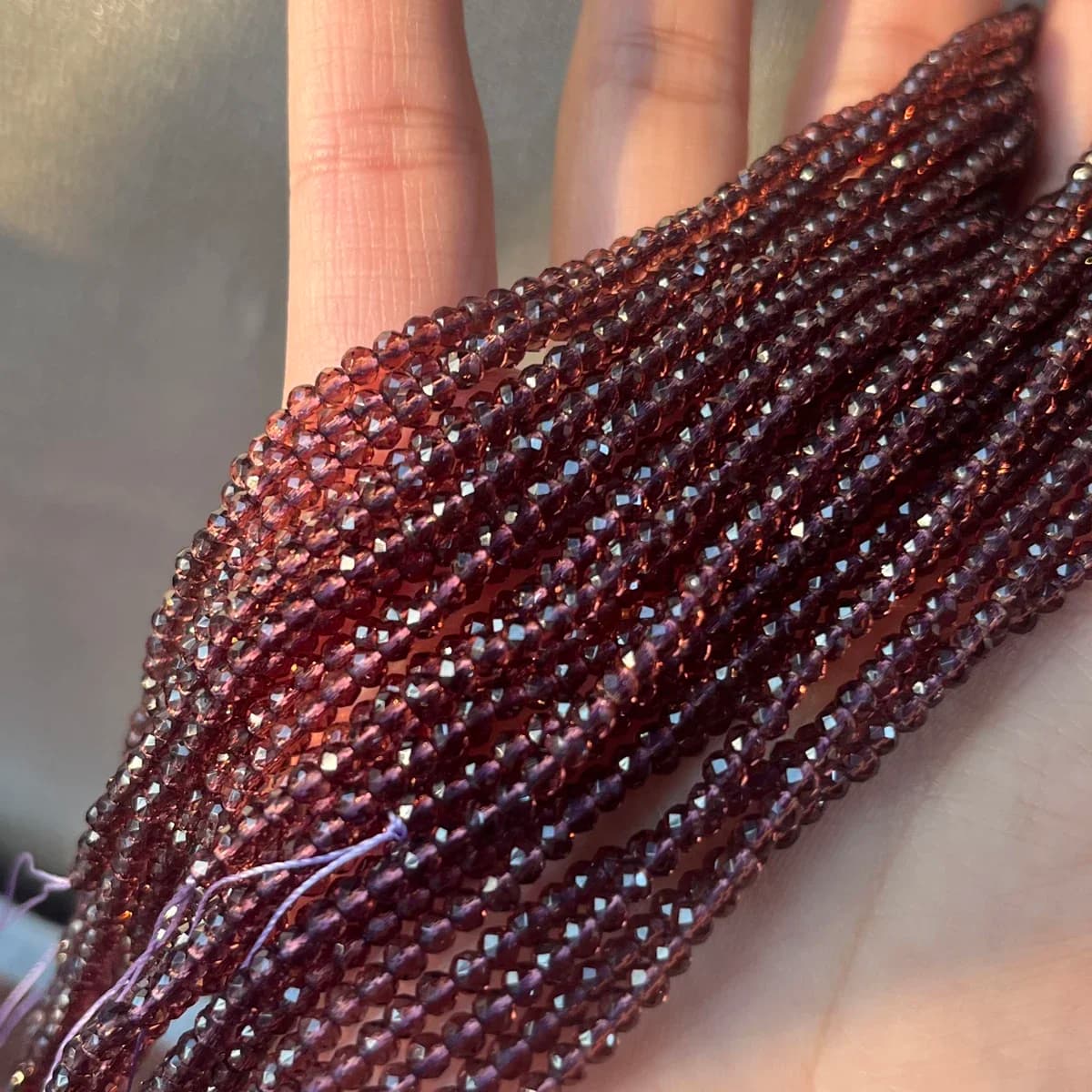 10 Strands 2/3mm Faceted Spinel Beads Wine Red Tiny Natural Spinel Round Loose Beads for DIY Necklace Jewelry Making Supplies