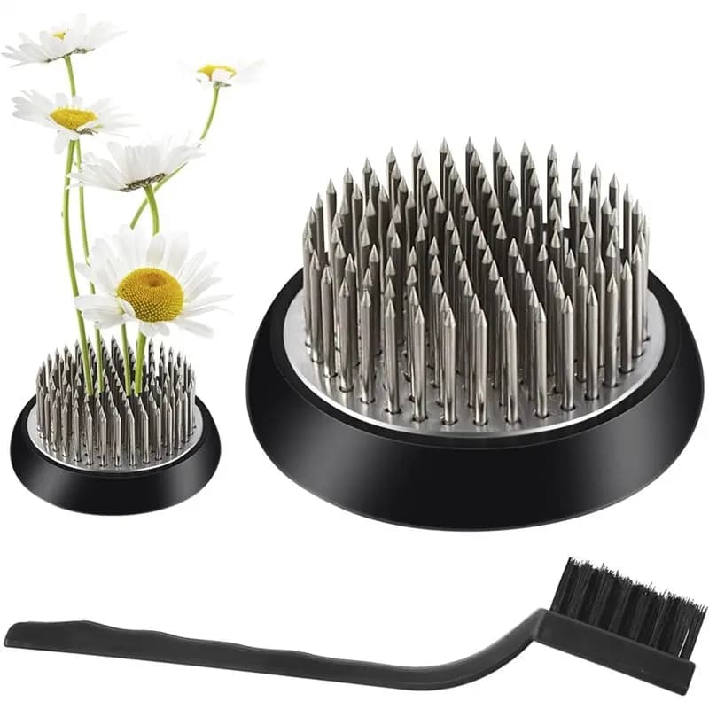 2025 Trend Flower Frog Porta stelo grande Vasi da 2,4 pollici Porta bouquet e set di spazzole per pulizia multifunzione Combo da 2 pezzi