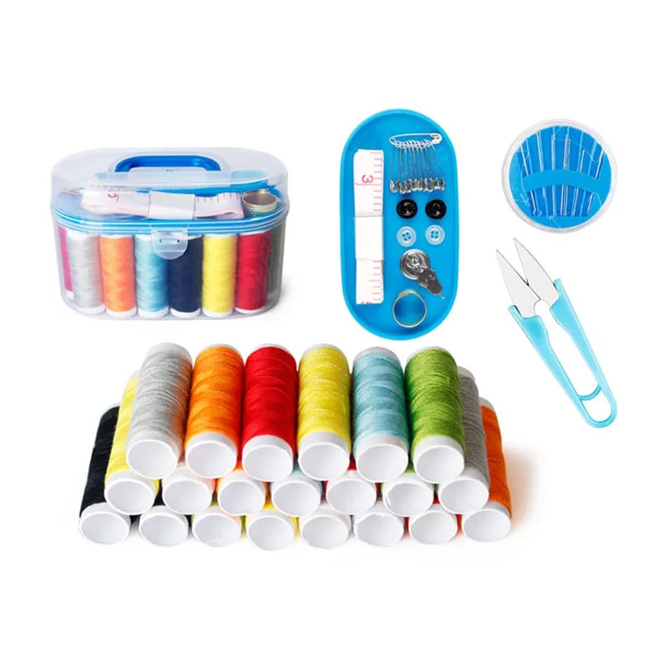 Set di scatole da cucito per uso domestico, piccolo ago da cucito portatile e scatola del tesoro, borsa da cucito, strumento per cucire a mano