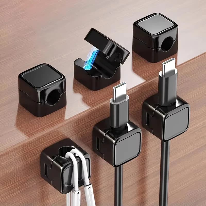 6 Pezzi Clip Magnetiche per Cavi, Organizzatore Regolabile, Supporto per Cavi Sotto Scrivania, Gestione Cavi, Protezione Cavi USB da Scrivania