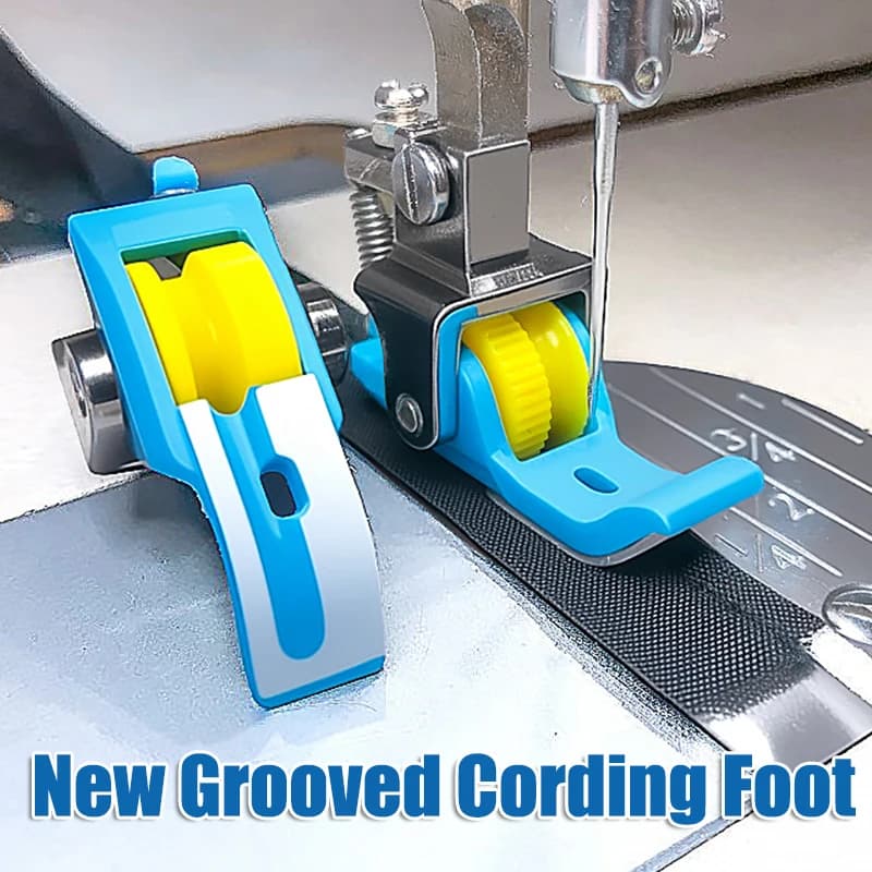 Piedino a rulli piatto in plastica con scanalatura integrata per corda, P69L, accessorio per macchina da cucire