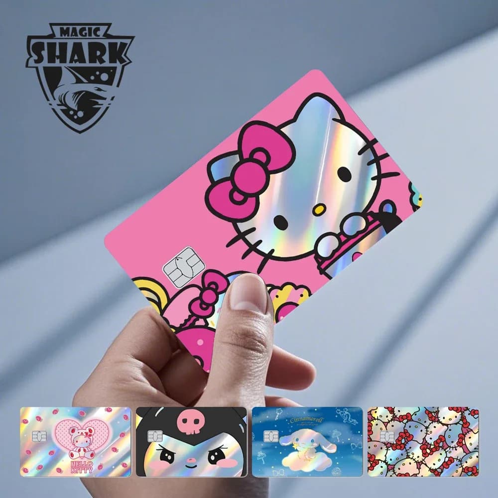 Hot Sale Hello Kitty Kuromi Holographic Laser Shinny Film Skin Cover Sticker for Debit Credit Card Bank Card