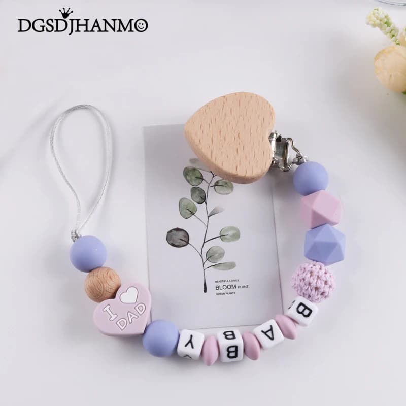 Clip per ciuccio a catena antigoccia per bambini Perline in silicone Capezzolo infantile Placare Clip per catena per succhietto Porta ciuccio Nome personalizzato gratuito