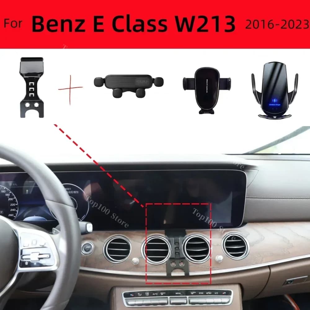 Supporto per telefono per auto Forte base speciale per staffa fissa per Mercedes Benz Classe E W213 2016-2023 Accessori per auto di ricarica wireless