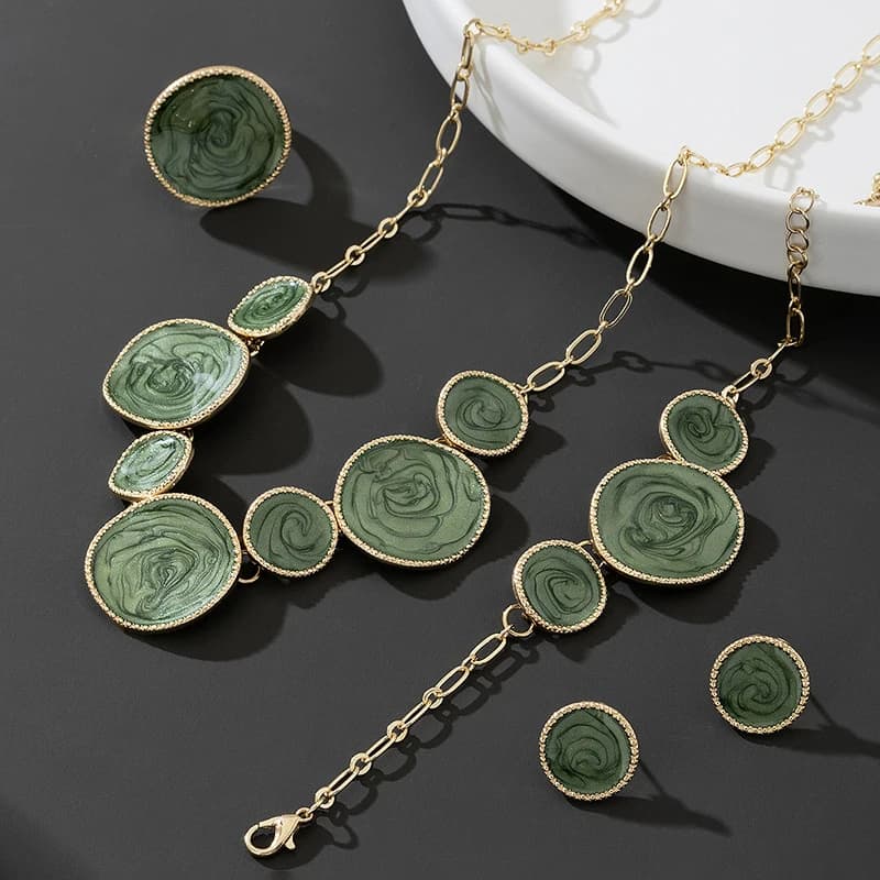 Luxury Jewelry Sets for Women Choker Necklace with Earring Bracelet Ring 4 pcs sets Gifts Party Prom Accessories