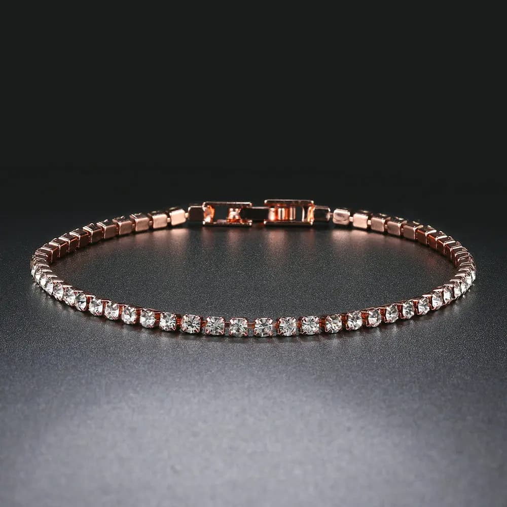 Rose Gold Small Cubic Zircon Tennis Chain Bracelets For Women Elegant Wedding Party Jewelry Friendship Gift KC128M Wholesale Dropshipping