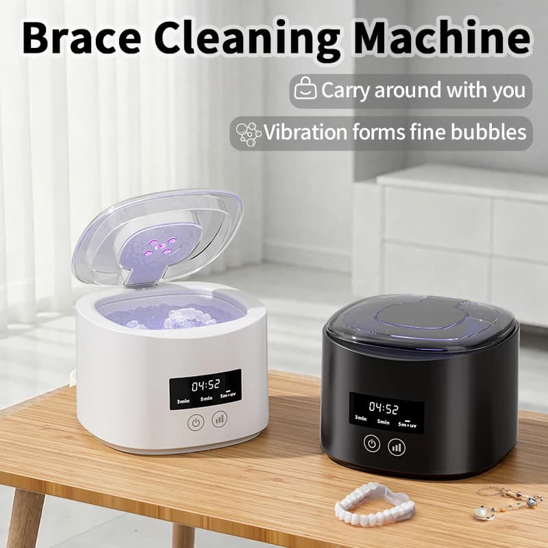 Pulitore Elettrico a Ultrasuoni USB Multifunzione per la Pulizia di Dentiere, Apparecchi Ortodontici e Contenitori per Retainer Invisibili - Cura Dentale