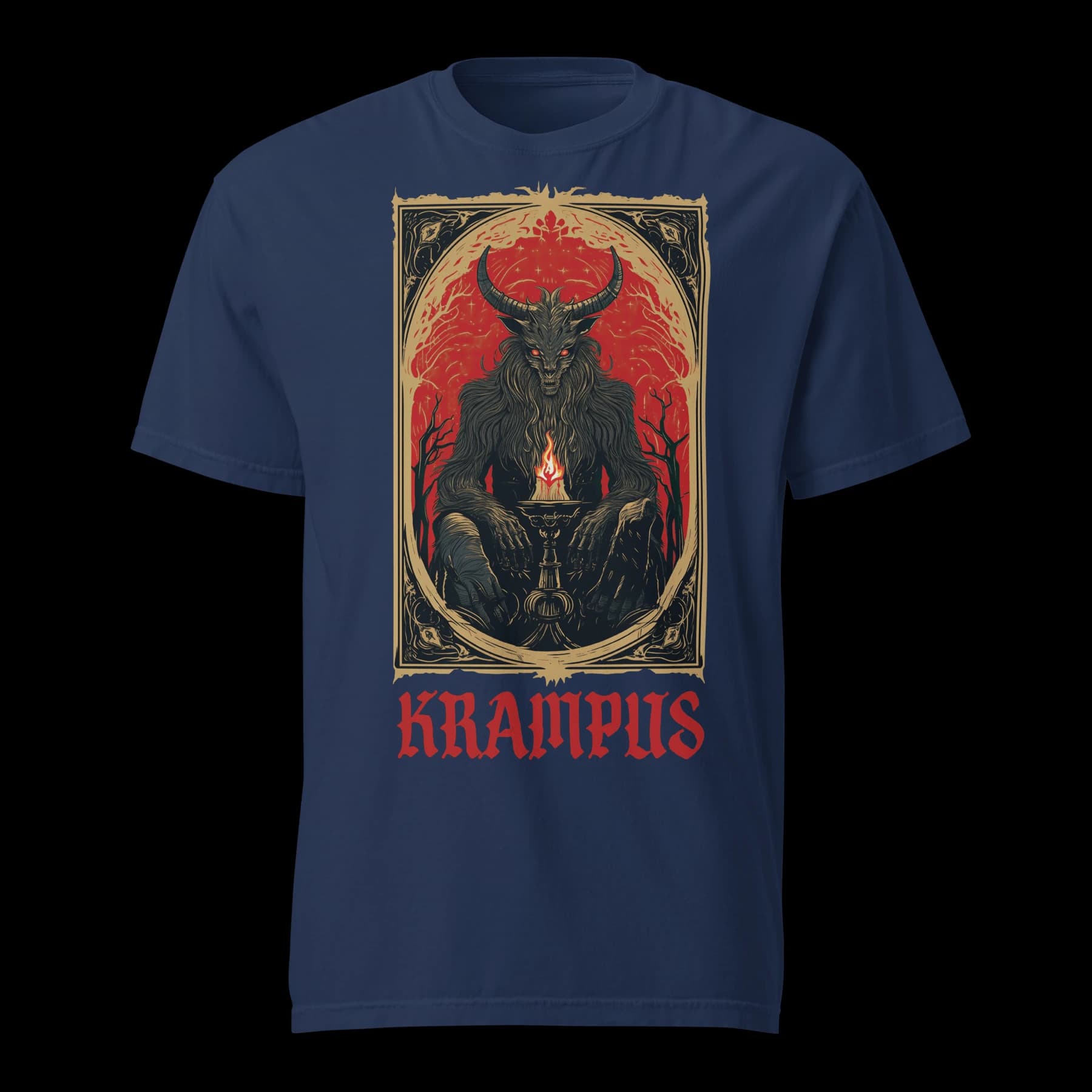 T-shirt casual estiva in stile artistico trendy con stampa Krampus Gothic Tarot Card, top di marca di lusso per uomo e donna
