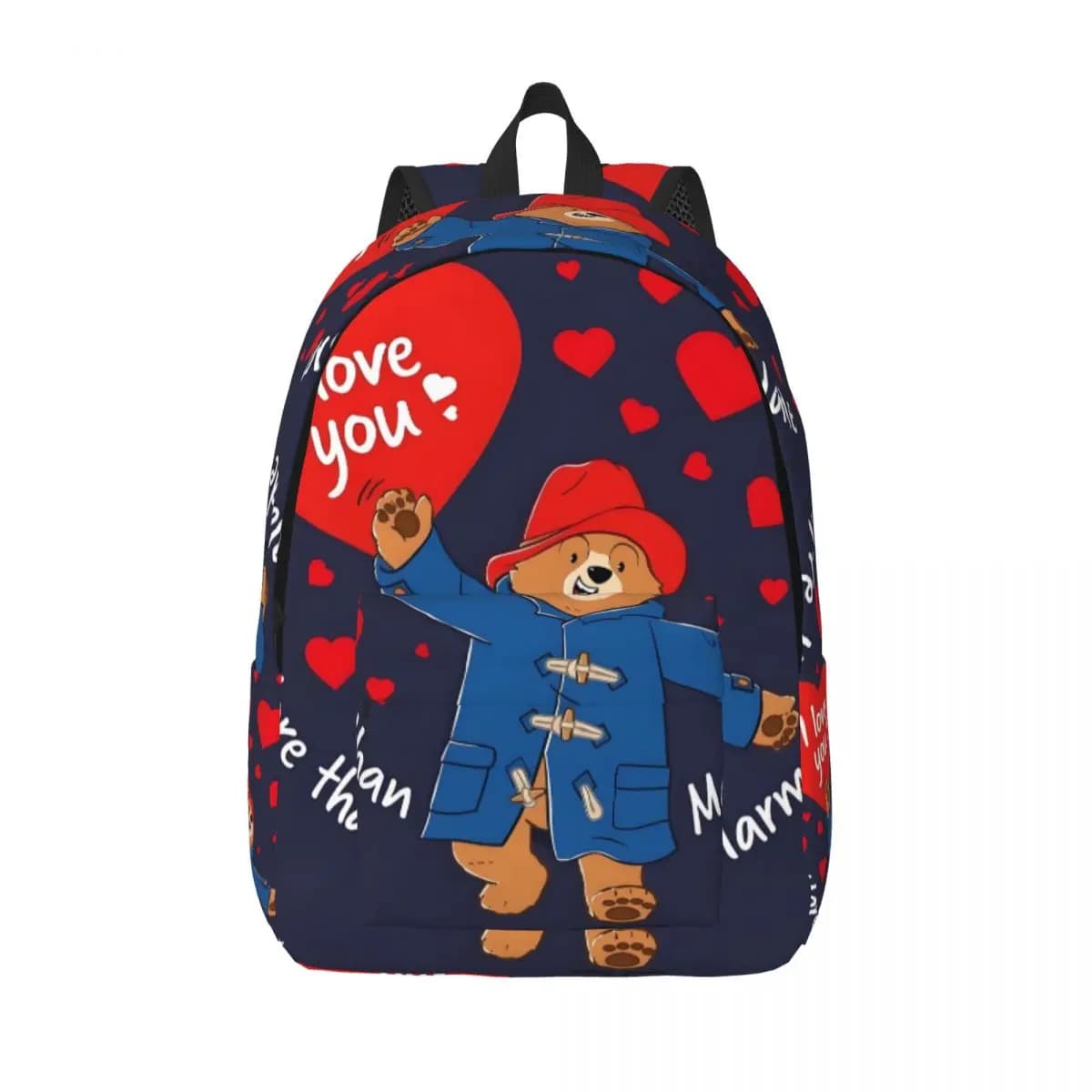 Zaini personalizzati in tela Paddington Bear Love per donna, uomo, studente di scuola universitaria, bookbag adatto per borse Marmelade per laptop da 15 pollici