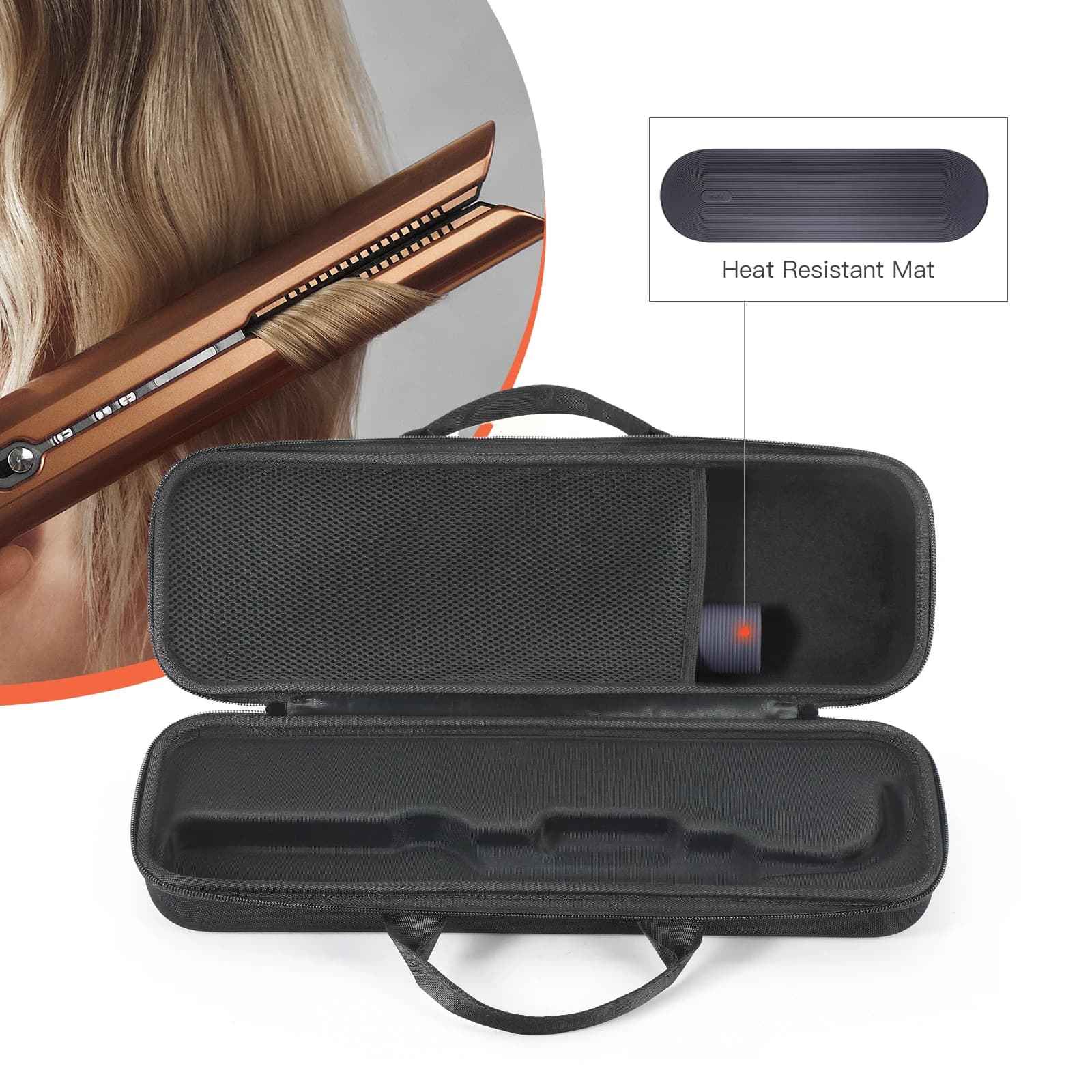 Portable Travel Case Anti-scratch Shock Protective Cover with Network Bag for Hair Plate Dyson Airstrait/Corral