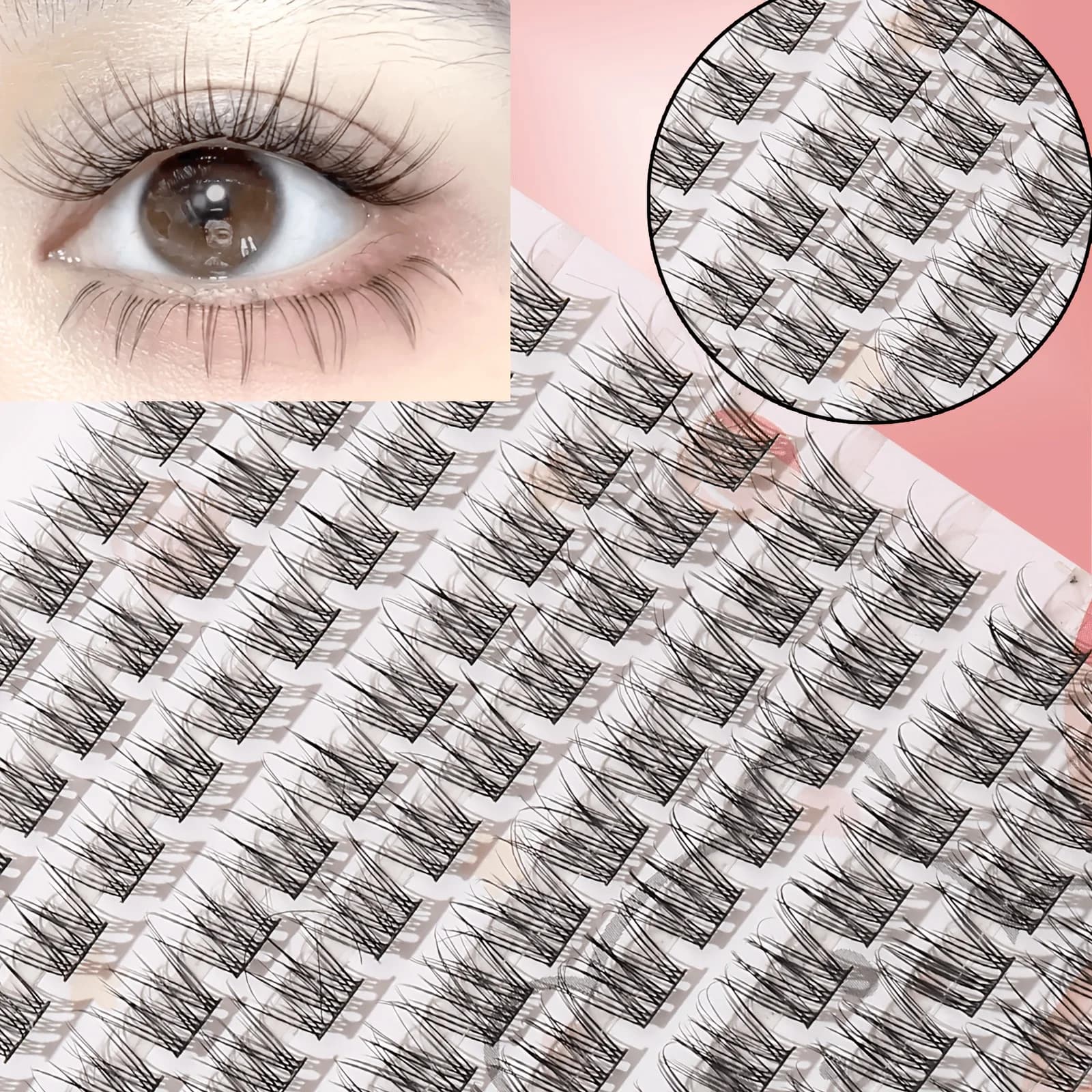 120 pieces of fake eyelashes, natural appearance in cartoon style, dense and soft, cross design for realistic tufts, ideal for beginners