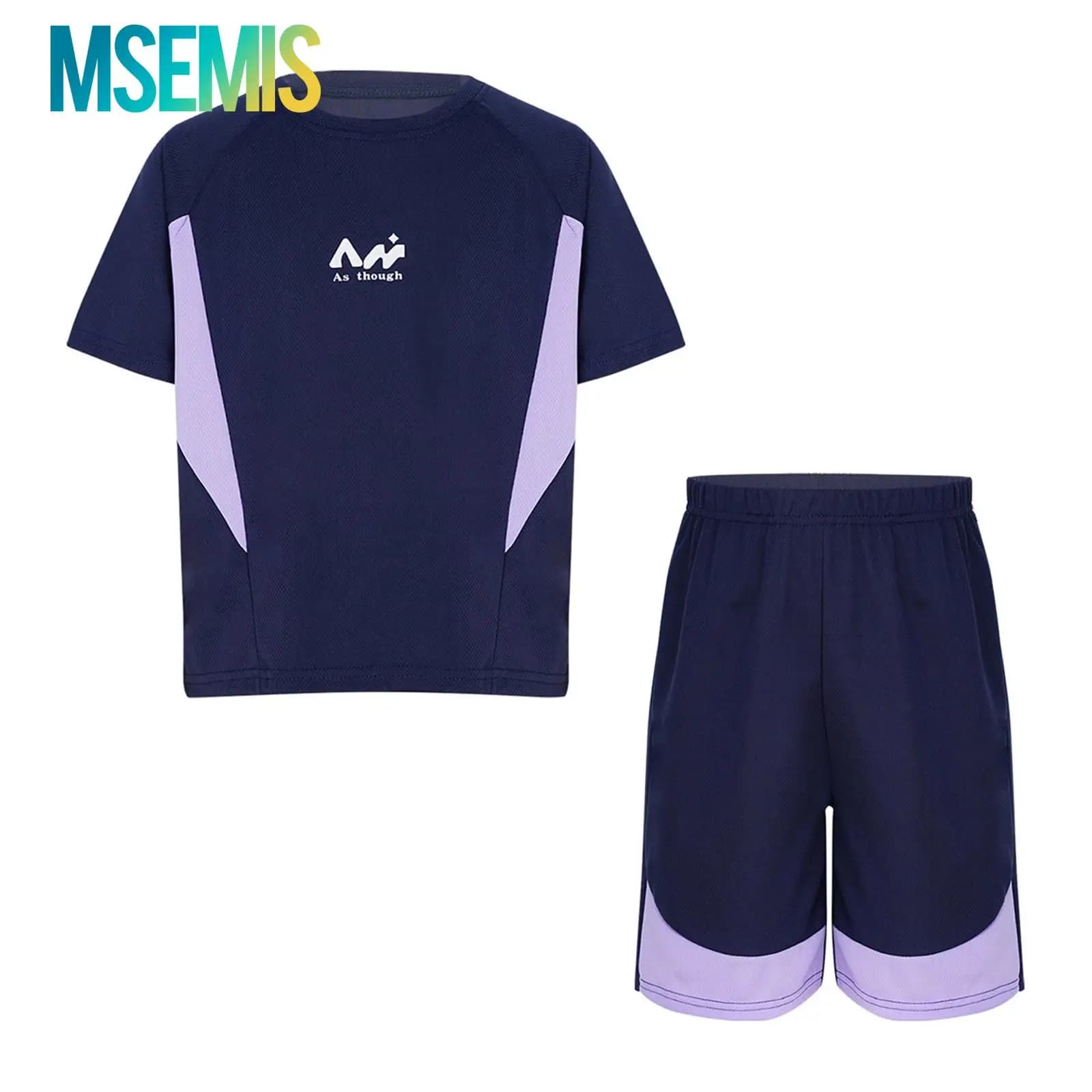 Kids Boys Quick-dry Mesh Sports Outfits Tracksuit Short Sleeve Letters Pattern Tops with Shorts Two-piece Outfit Sportswear
