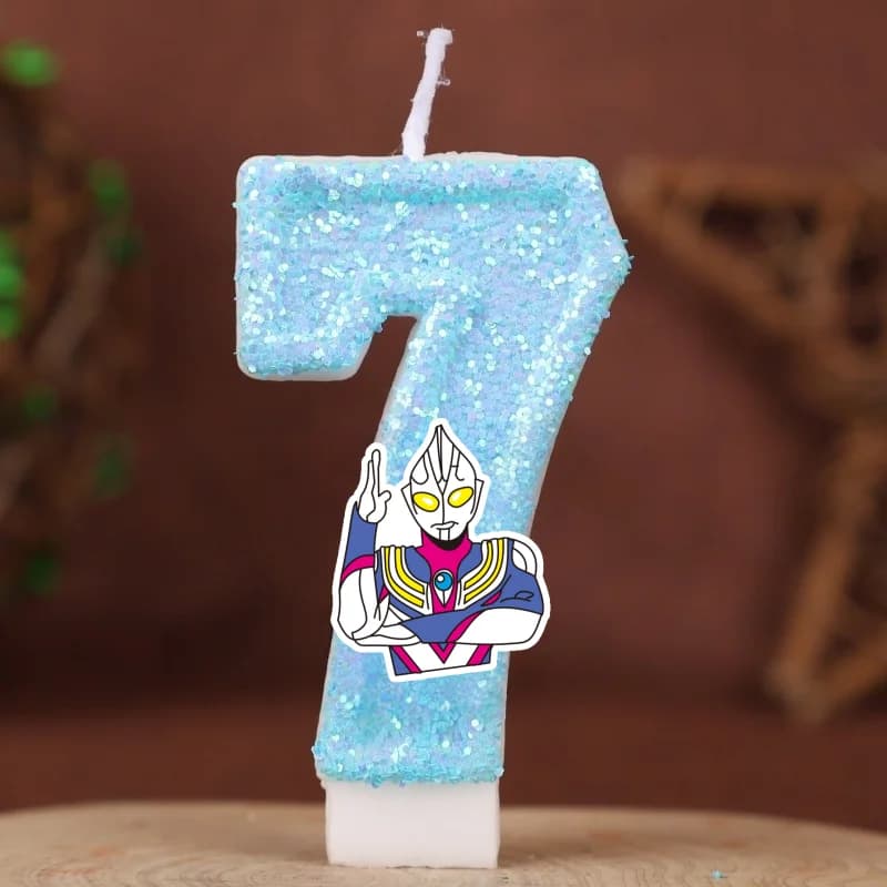 Candela Digitale Gigante Ultraman Numero 0-9, Decorazione per Torte di Compleanno per Bambini, Accessori per Feste a Tema Cartoni Animati